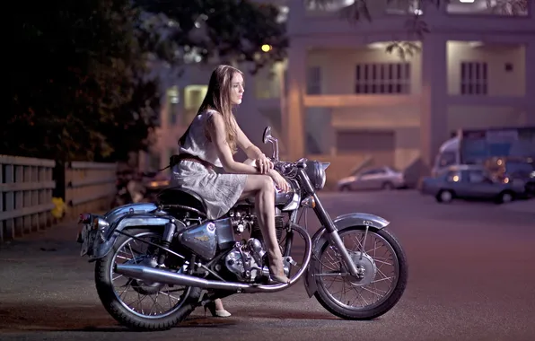 Взгляд, девушка, мотоцикл
