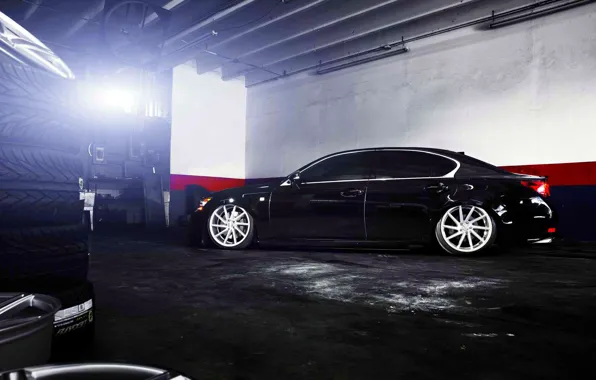 Картинка Lexus, wheels, side, black, vossen, GS 350