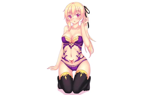 Девушка, секси, белый фон, Saijaku Muhai no Bahamut