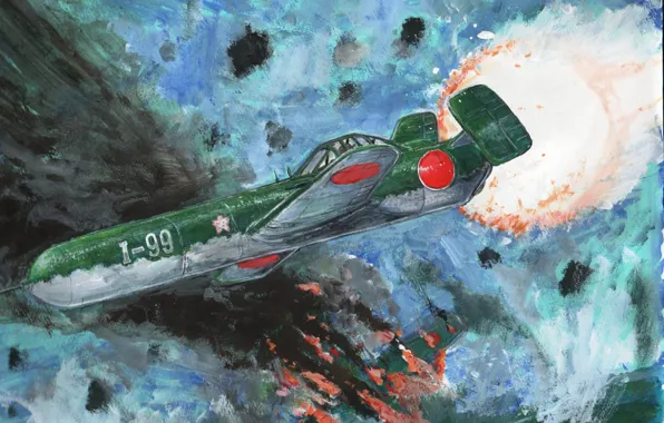 Небо, война, рисунок, ракета, Арт, Ohka, Yokosuka, самолёт-снаряд