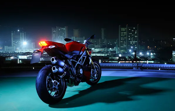 Ночь, город, огни, ducati