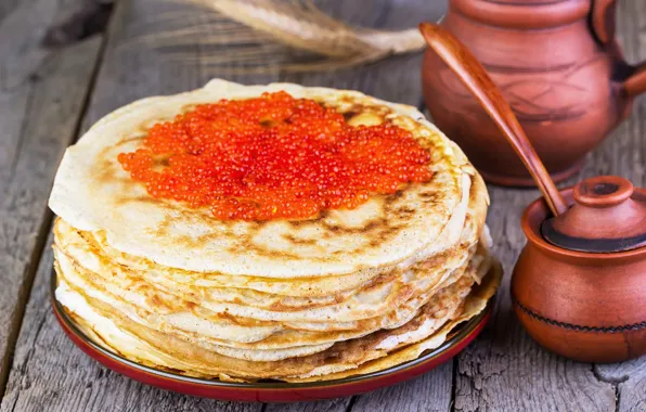 Икра, масленица, блинчики