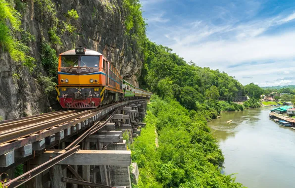 Картинка Локомотив, Поезд, Таиланд, Железная дорога, Бангкок, Thailand, Bangkok, Railroad