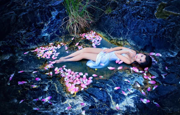 Девушка, природа, азиатка