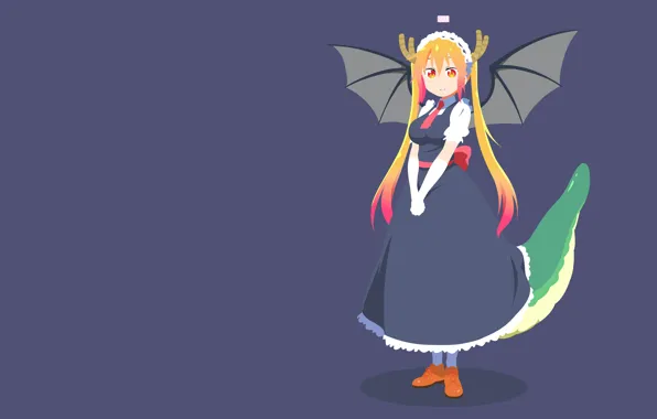 Фон, дракон, крылья, девочка, Kobayashi-San Chi no Maid Dragon, Дракон-Горничная Кобаяши