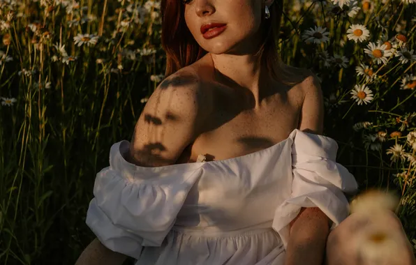 Модель, фотосессия, Кристина, ромашковое поле, Александра Кузнецова