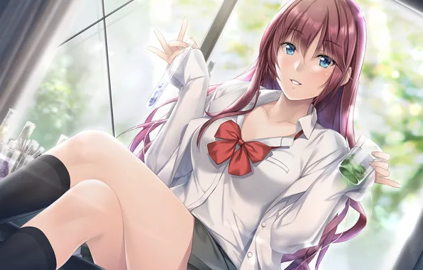 Девушка, anime, art, пробирки, idolmaster