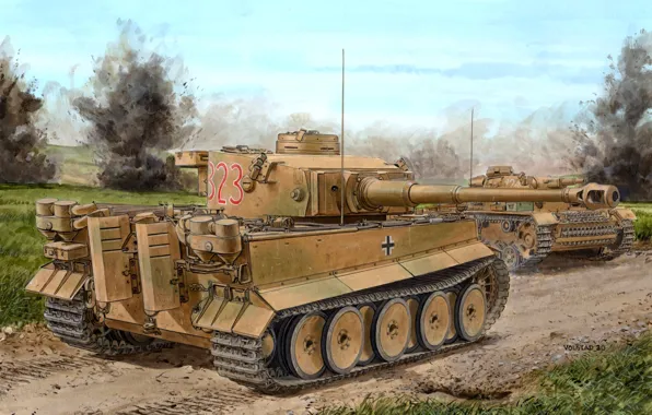 Танк, Средний Танк, Тяжёлый Танк, WWII, Wehrmacht, Pz.III, Pz.VI Tiger Ausf. H1, sPzAbt.501