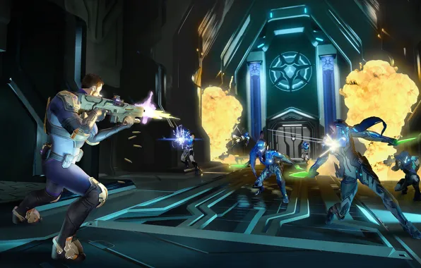 Gun, game, weapon, man, crossover, fight, rifle, shot