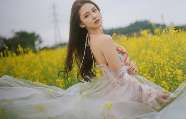 Beautiful, Asian, Model, Flowers, Woman, Cute, Pretty, Petite