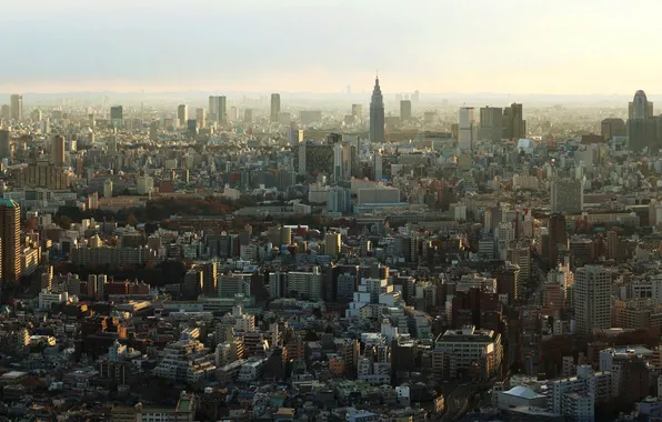 Картинка небо, дома, Япония, Токио, панорама