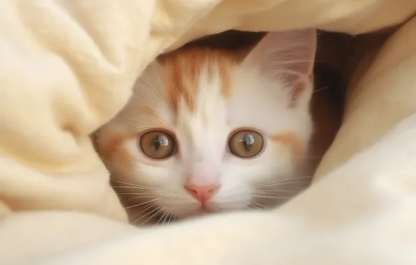 Кошка, взгляд, поза, котенок, мордашка, ИИ-арт, нейросеть