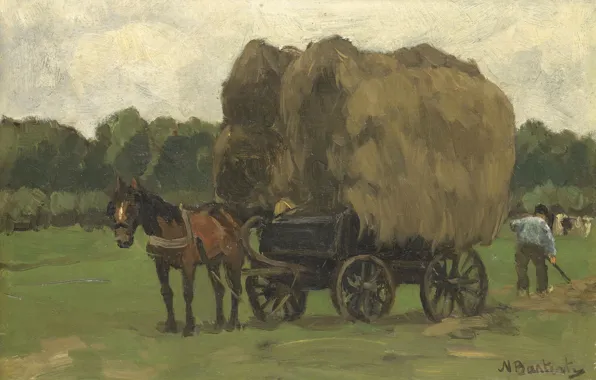 Пейзаж, масло, картина, 1939, Воз с Сеном, Сиверт Николаас Бастерт, Nicolaas Bastert