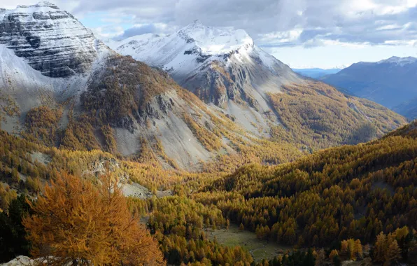 Осень, горы, Франция, долина, Приморские Альпы