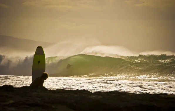 Картинка волны, пляж, брызги, океан, доска, сёрфинг, surfing