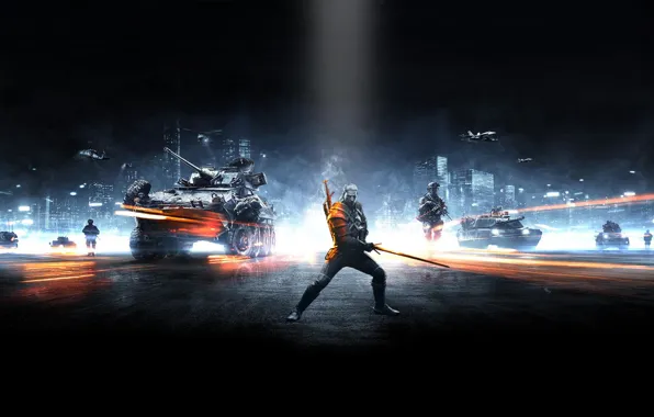 Smoke, BF3, The Witcher 3, Geralt