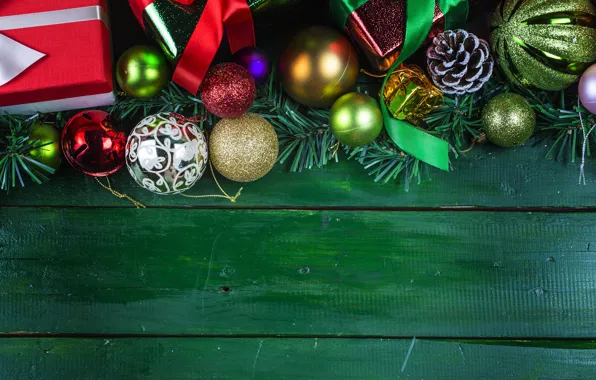 Украшения, шары, Новый Год, Рождество, Christmas, balls, wood, New Year