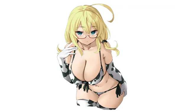Girl, sexy, cleavage, thighhighs, green eyes, long hair, boobs, anime