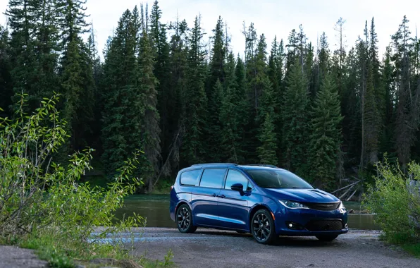 Авто, лес, синий, река, Chrysler, Pacifica Limited