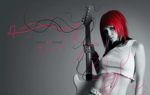 Картинка девушка, гитара, любовь к музыке