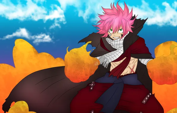 Огонь, парень, Fairy Tail, Нацу Драгнил, Хвост феи