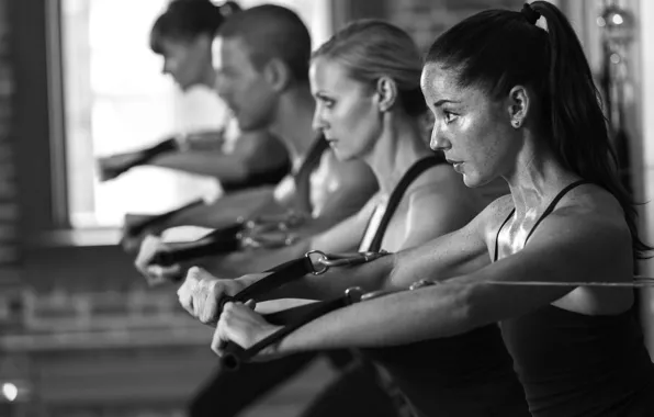 Fitness, white and black, exercise classes
