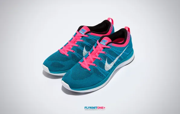 Пара, кроссовки, pink, Nike, blu, Lunar, Flyknit One+