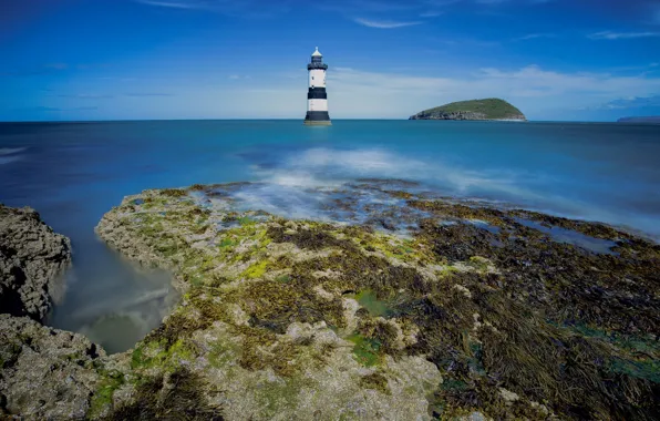 Картинка побережье, маяк, Уэльс