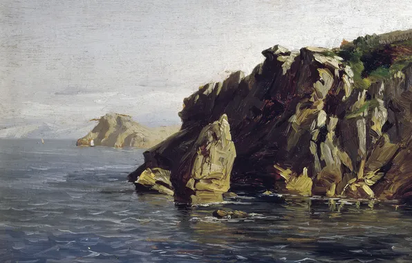 Картинка пейзаж, картина, Карлос де Хаэс, Скалы Санта Каталина