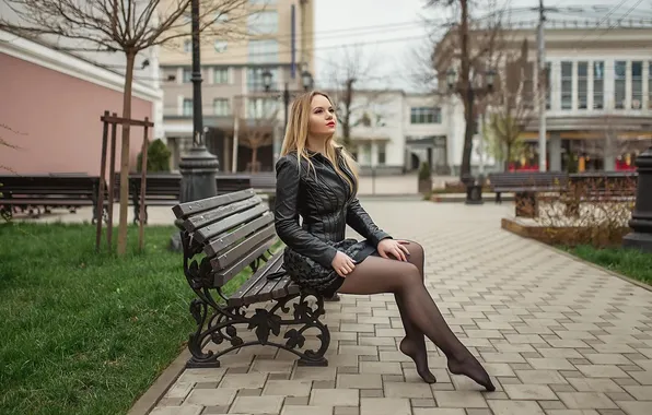 Girl, dress, beautiful, street, tights, chic