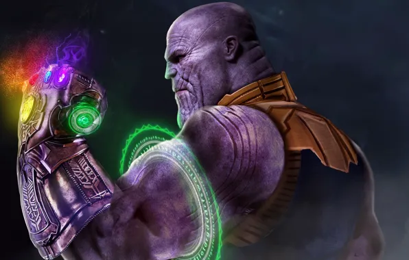 Фон, фантастика, рука, арт, перчатка, комикс, MARVEL, Thanos