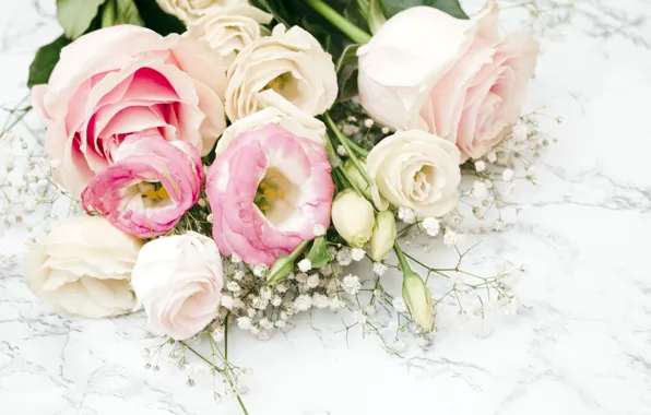 Цветы, розы, pink, flowers, roses, эустома, eustoma