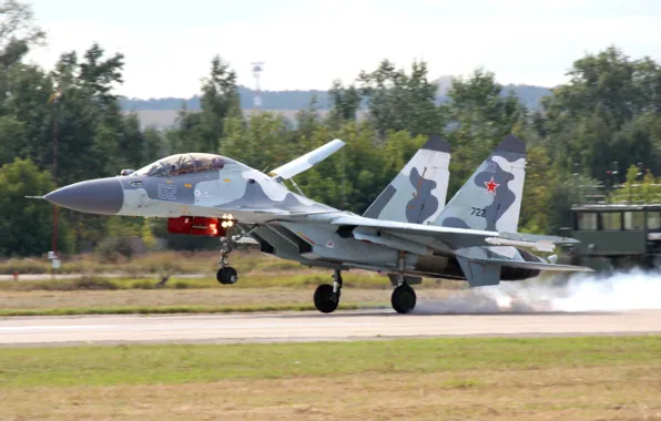 Картинка Су-30, Взлет, многоцелевой истребитель, ВВС России, MKИ