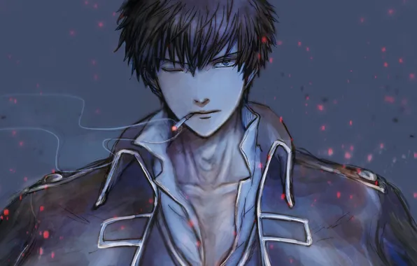 Взгляд, аниме, арт, парень, Gintama, Hijikata Toushirou