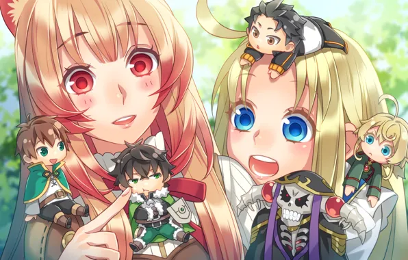 Ainz Ooal Gown, Kazuma Satou, Subaru Natsuki, Tanya Degurechaff, Raphtalia, Naofumi Iwatani, Isekai Quartet, Filo