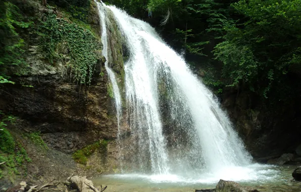 Лес, свежесть, водопад, Крым, waterfall, Джур-Джур, Crimea