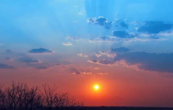 Картинка солнце, пейзаж, закат