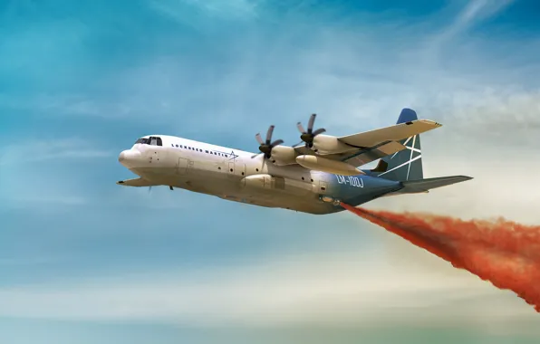Картинка полёт, самолёт, военно-транспортный, Hercules, LM-100J
