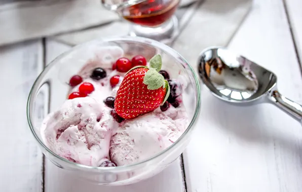 Картинка ягоды, клубника, мороженое, fresh, десерт, sweet, dessert, ice-cream
