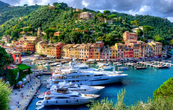 Картинка здания, дома, яхты, порт, Италия, набережная, Italy, гавань