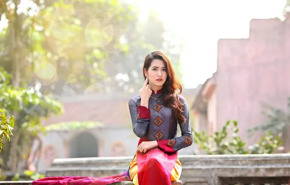 Девушка, фон, азиатка