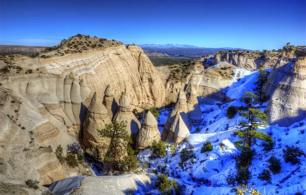 New Mexico, Скалы-Палатки, Каша-Катуве, конусообразные, Tent Rocks, палаточные скалы
