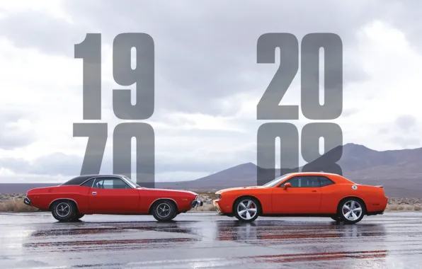 Небо, 2008, Dodge, Challenger, 1970, старый против нового