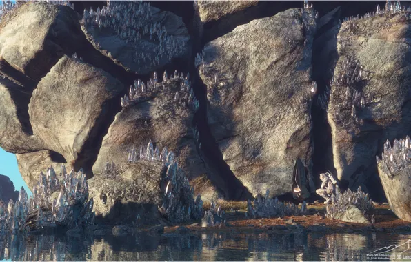 Вода, скалы, берег, кристаллы, Minerals