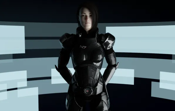 Картинка девушка, абстракция, броня, Mass Effect, Шепард, fan art, Shepard
