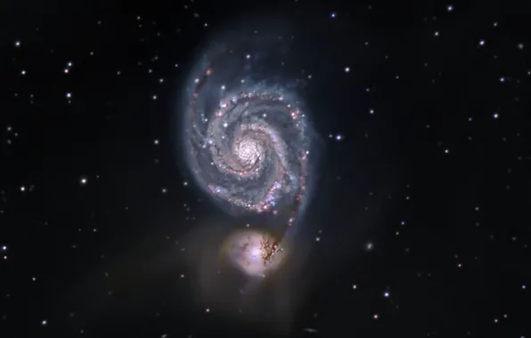 Картинка Галактика, Гончие Псы, Водоворот, в созвездии, M51