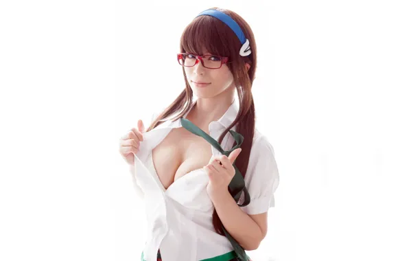 Грудь, девушка, очки, cosplay, Evangelion, Mari, Makinami