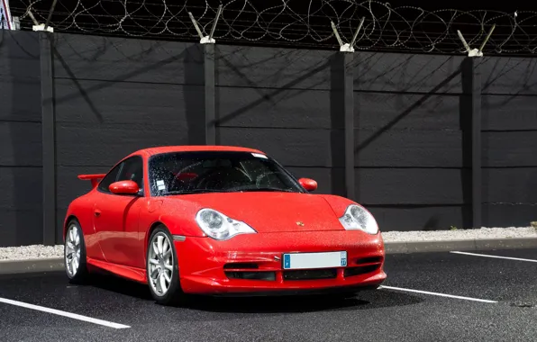 Red, Parking, Sportcar, Porsche 996 GT3