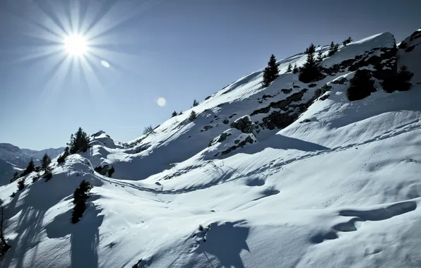 Зима, снег, склон, швейцария, winter, альпы, snow, alps