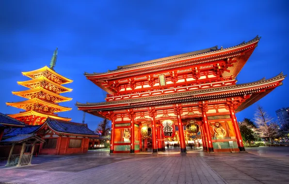 Картинка Япония, Токио, храм, Tokyo, Japan, Sensoji Temple, Asakusa Kannon Temple